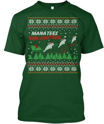 Cool Manatee Manatees Ride Shotgun T-Shirt Made in the USA Size S to 5XL