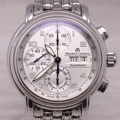 Maurice Lacroix Masterpiece Mens Chrono Automatic 42mm Steel Watch Swiss MP6128