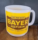 Vintage Bayer Aspirin Milk Glass Coffee Cup