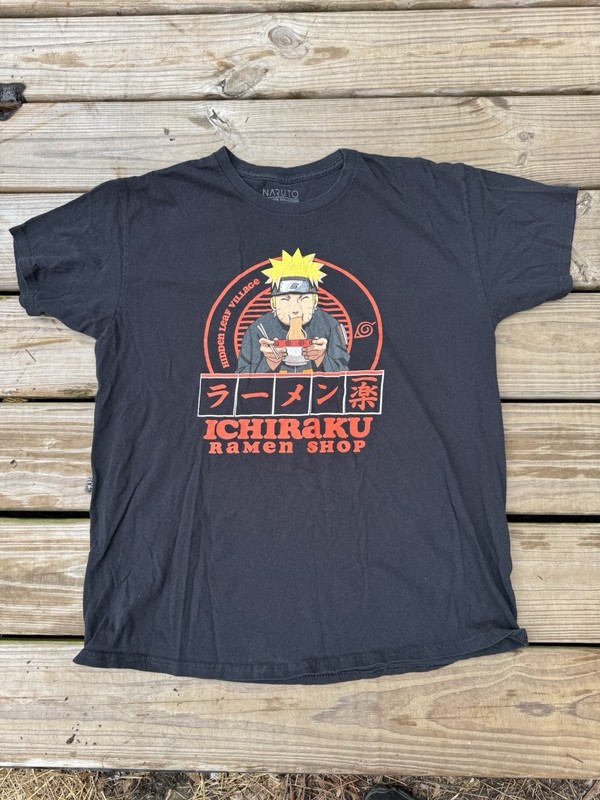 Naruto Shippuden Ichiraku Ramen Shop - Men’s Size Large- Black T-Shirt Official