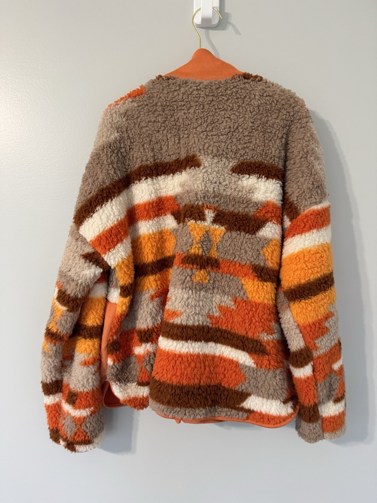 Women's Geometric Pattern Button Sherpa Jacket Or… - image 3