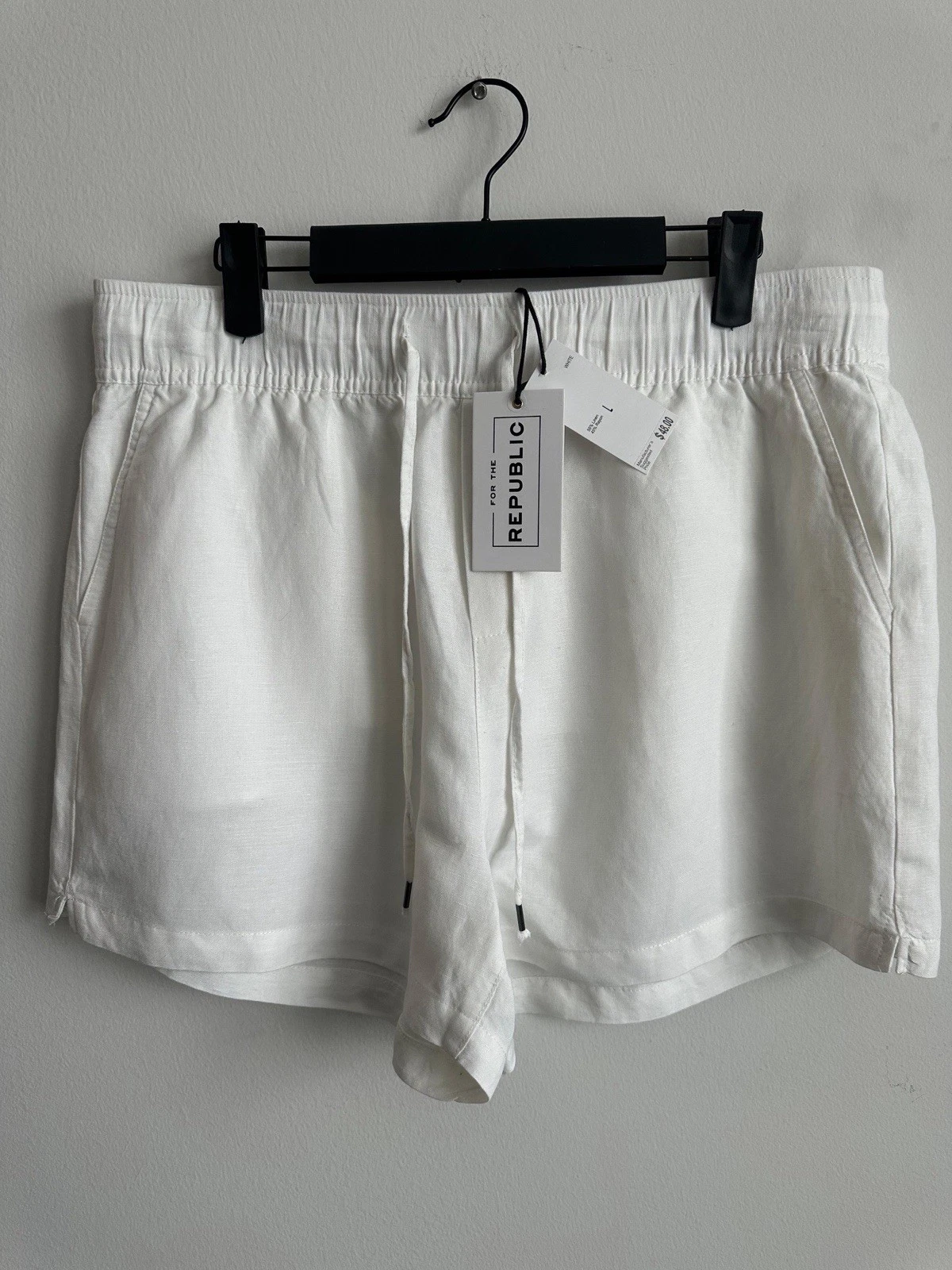 NWT For The Republic White Linen Shorts Large Size