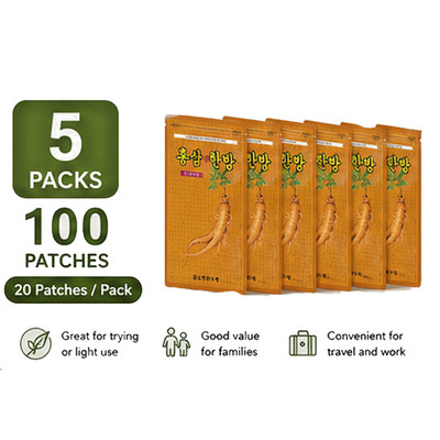 Korean Red Ginseng Pain Relief Patch 100pcs 5 Packs Herbal Body Patch