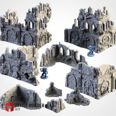 Infected City Ruins Terrain | Chaos Plague Scenery 28mm 32mm Grimdark Wargaming