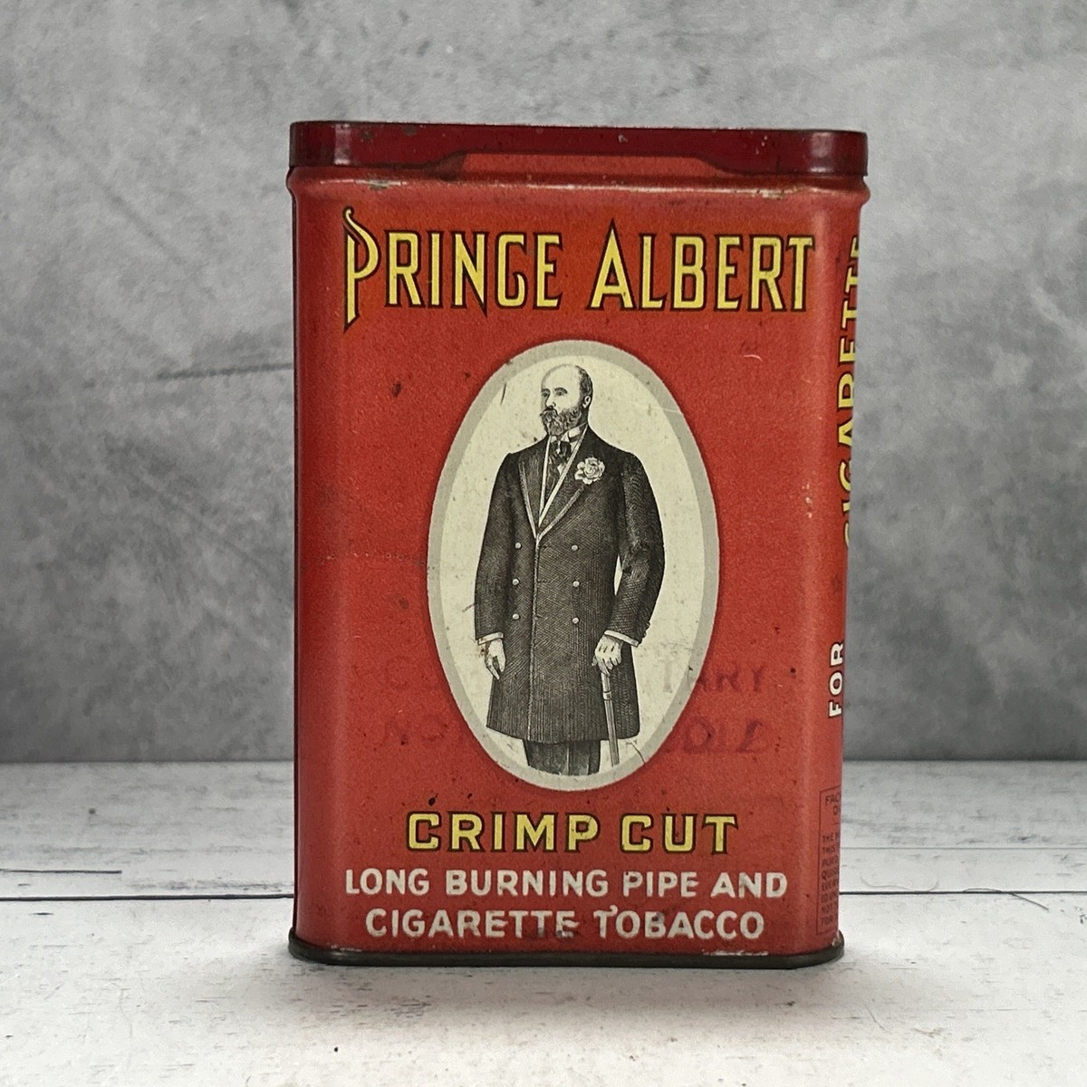prince albert can tobacco Vintage Prince Albert Tobacco Advertising Tin Crimp Cut Pocket Can Red