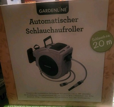 20m Gardenline Automatischer Schlauchaufroller Schlauchtrommel+ Wandhalterung 
