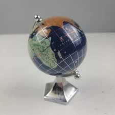 Desk Top Globe Blue Lapis Gemstone Vintage Table Top 5.5”H