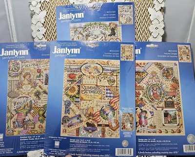4 Janlynn Seasons Sampler Cross Stitch Kits Spring Summer Autumn Winter NEW 