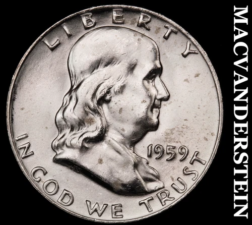 1959-D Silver Franklin Half Dollar - FBL - Choice Gem Brilliant Unc+++  #i1025