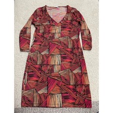 Calvin Klein Women's Size 10 3/4 Sleeve V Neck Mini Sheath Dress Multicolor