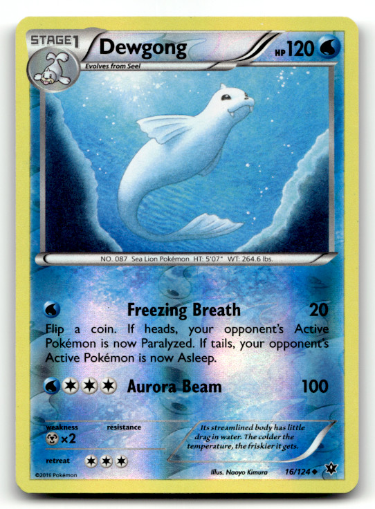 Dewgong 16/124 Reverse Holo Uncommon XY - Fates Collide LP