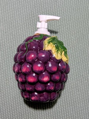 KMC Grape Hand Painted Fine Ceramicware Soap Dispenser