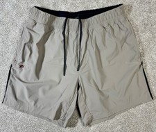 RHONE Men  s Athletic Shorts-TAN-Zip Pockets-Lined Comfort-Size L