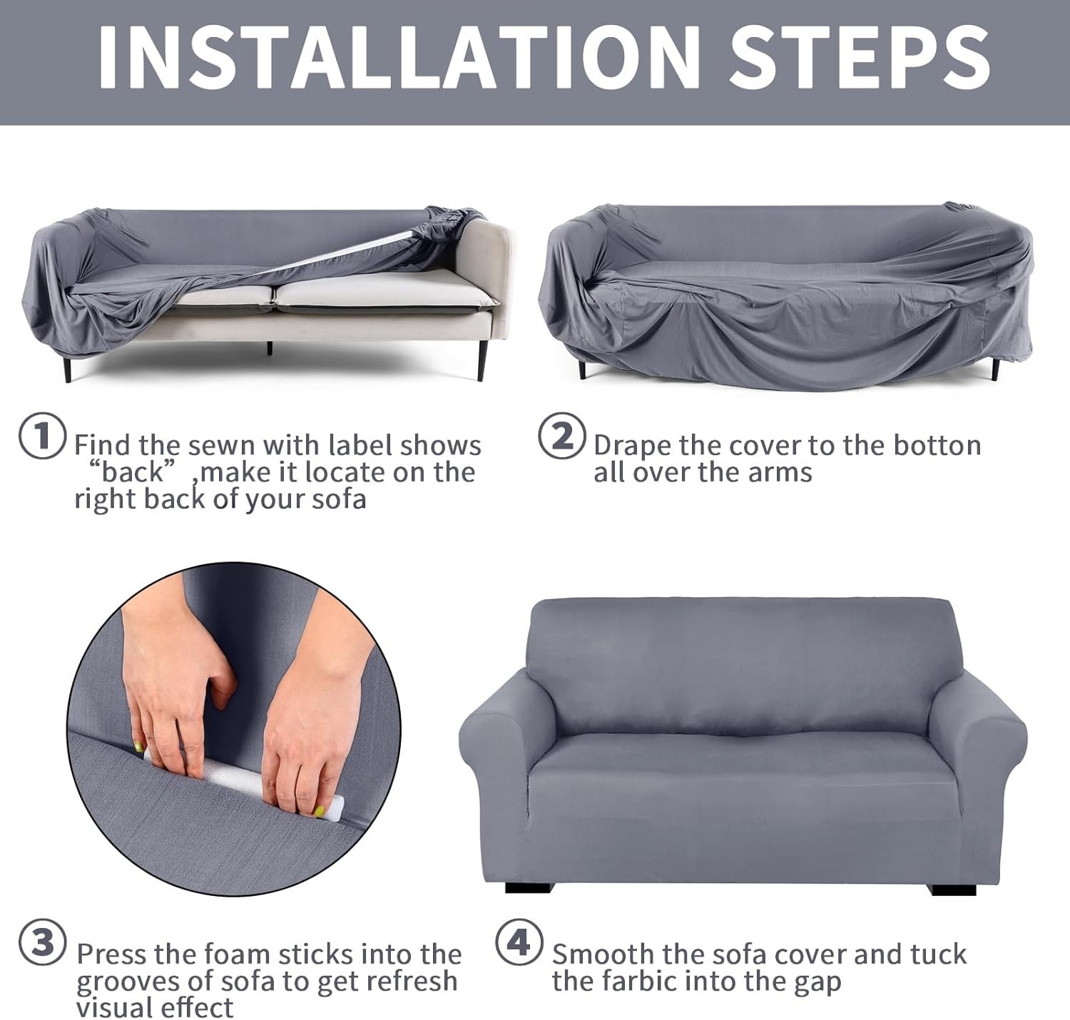 3 Pcs Slipcover Set for Couch Furniture Covers for Sofa Loveseat Couch Arm Chair