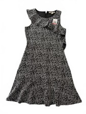 Michael Kors Monochrome Asymmetrical Dress Ruffle Detail NWT Size XS