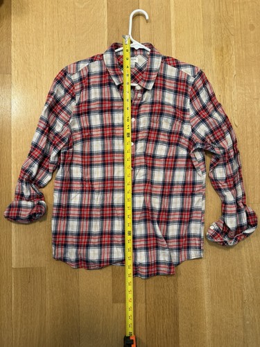 J.CREW Women's Red/Navy Flannel Plaid Long Sleeve Size L - Picture 4 of 8