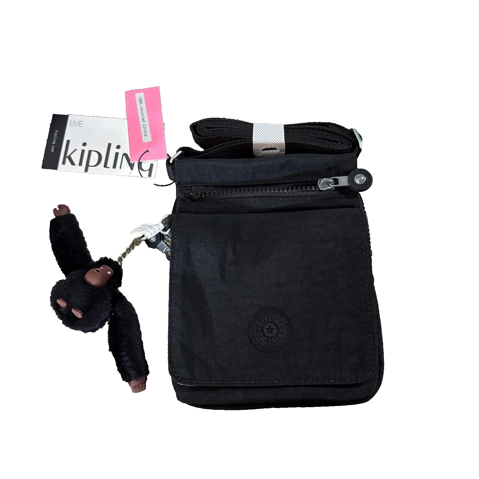 Kipling Eldorado Small Nylon Crossbodybag Black Key Plush Monkey Water Resistant 7690₽