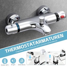 Badewannenarmatur Thermostat mit Duschset Mischbatterie Wannen Wasserhahn Brause