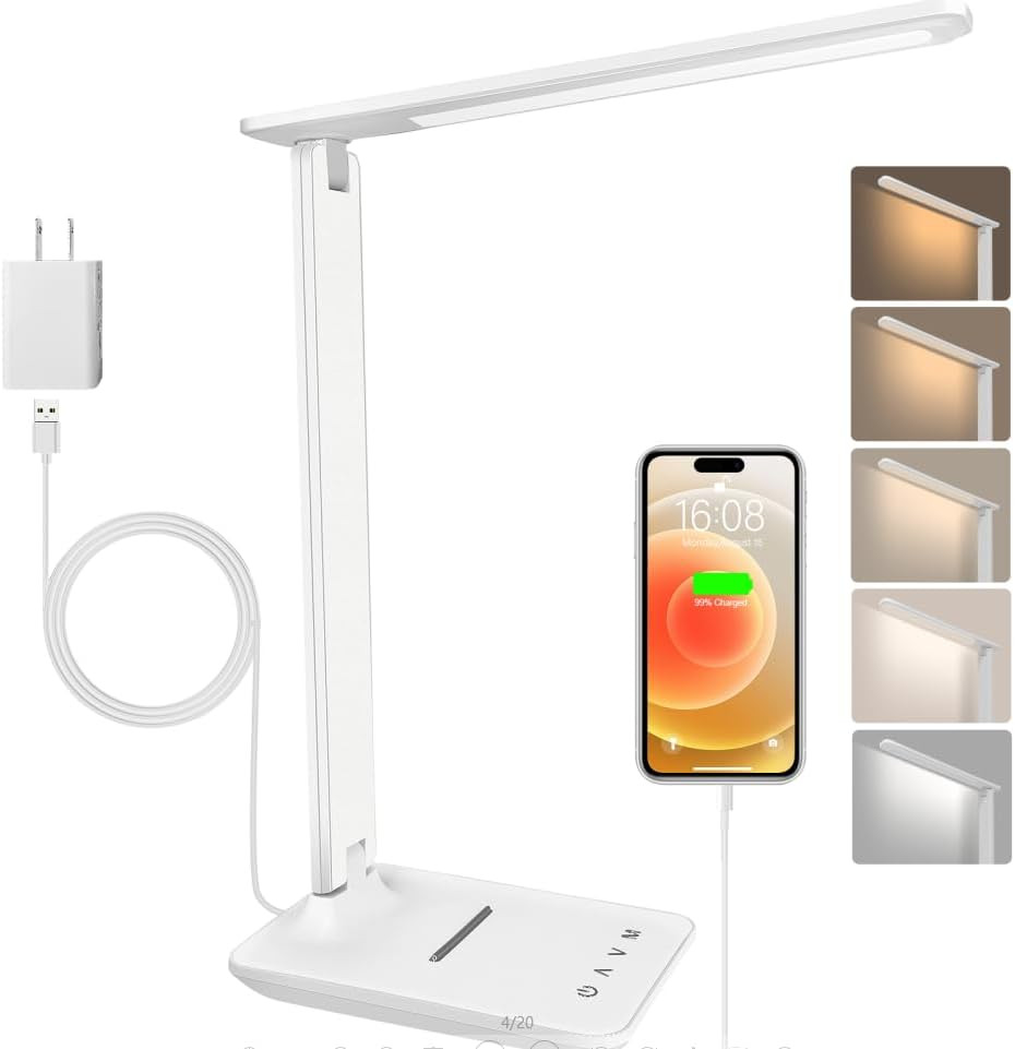 Lampada Scrivania Protezione Occhi LED Dimmerabile con Presa USB