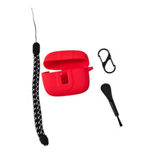 Red Silicone Protective Case for Headphones w/ Keychain Lanyard Shockproof