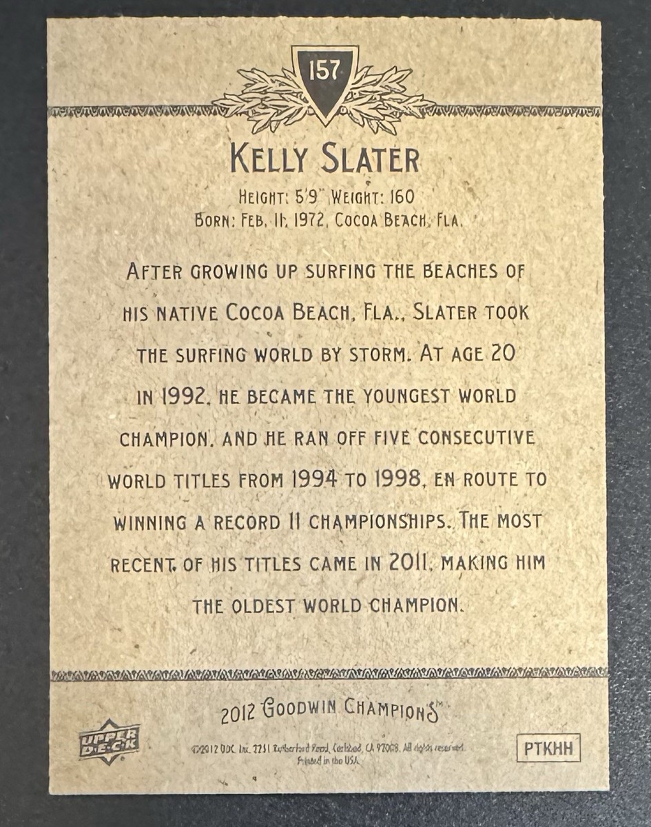 Kelly Slater 2012 Upper Deck Goodwin Champions #157 - Surfing | eBay