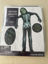NEW Glow In The Dark Skeleton Costume Toddler 3-4 halloween T32