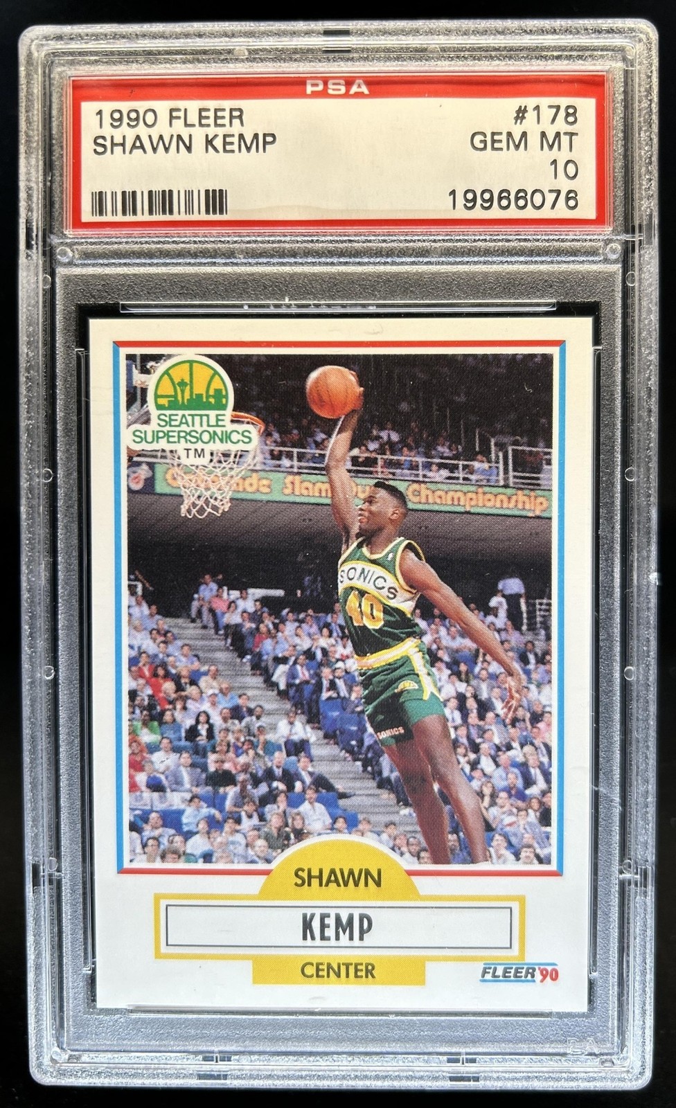 1990-91 Fleer Shawn Kemp Rookie RC #178 SuperSonics PSA 10 GEM MINT