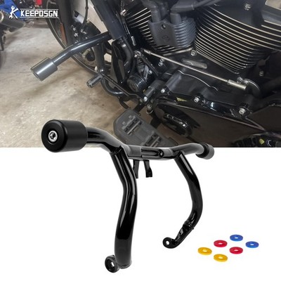 For Harley 2014+ Road Street Glide Front Engine Guard Crash Bar Flat Out 1 1/4''