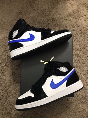 DS Jordan 1 Mid Black Racer Blue GS Size 4 554725-084 | eBay