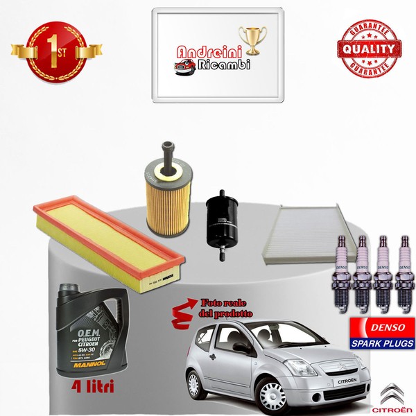 Inspektionskit Filter ÖL Kerzen Citroen C2 1.4 I 55KW 75CV Von 2009->-image