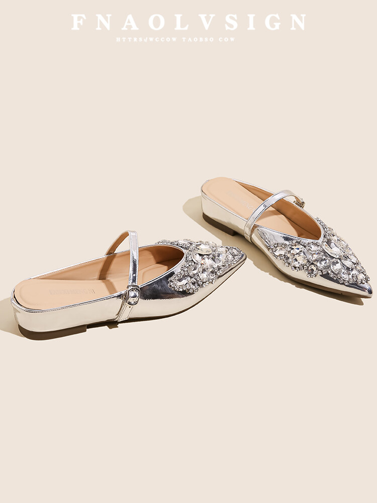 PANTOFOLA D’ORO Scarpe donna tacco alto estive pelle strass dritti a punta ciabatte