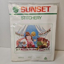 Sunset Stitchery Waiting For Santa Claus Embroidery Kit Christmas 1982 Sealed