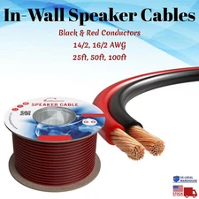 Speaker Cable 25ft 50ft 100ft In Wall CL3 Bulk Audio Wire Gauge 14AWG 16AWG