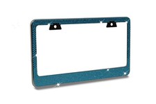 7 Rows Bling Blue Crystal Rhinestone Metal License Plate Framecapsscrews