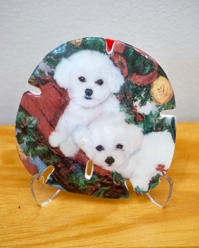 Bichon Frise Puppies Dogs Sand Dollar Ornament Collectible #4, 3.25" Round