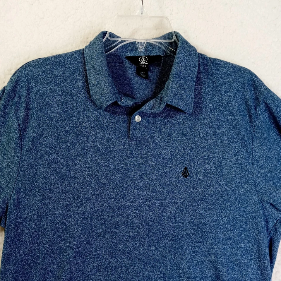 Volcom Polo Shirt Golf Shirt Boy's Large Short Sleeve Blue Logo - Image 3 of 4