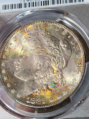 1882 S $1 Morgan Dollar PCGS MS65 Green CAC Toned
