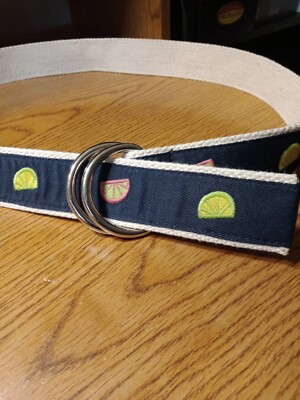 J Crew Navy Blue Fruit Belt Double D Ring Belt Buckle S/M | eBay