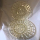 Anchor Hocking Yellow Depression Glass Block Optic Dessert Bread Plate 6" (2)