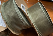 nylon organza sheer wired ribbon 1.5" sewn in USA 25yds moss made in Taiwan