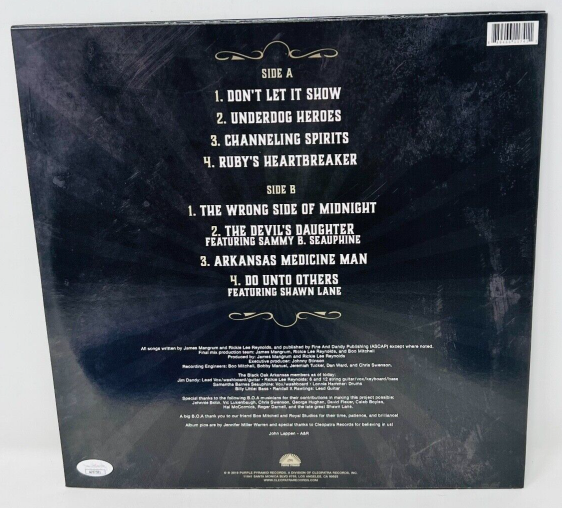 Black Oak Arkansas Underdog Heroes AUTOGRAPHED SIGNED Blue Vinyl LP