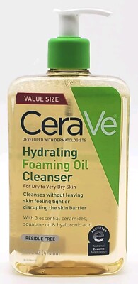 CeraVe Hydrating Foaming Oil Cleanser For Dry  To Very Skin Face Wash 16 fl oz