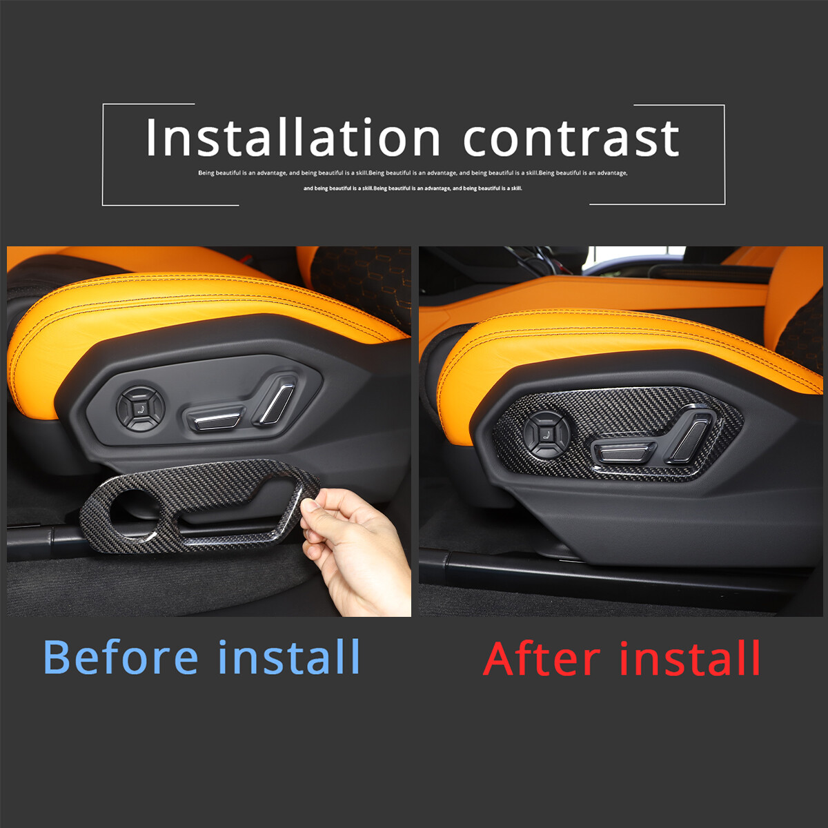 Dry Carbon Fiber Seat Adjust Handle Switch Panel Fit for LAMBORGHINI URUS 2018+