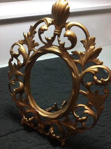 ExQUISite Vintage 11” Rococo Cast Metal Standing Picture Frame Swing Stand - Picture 2 of 12