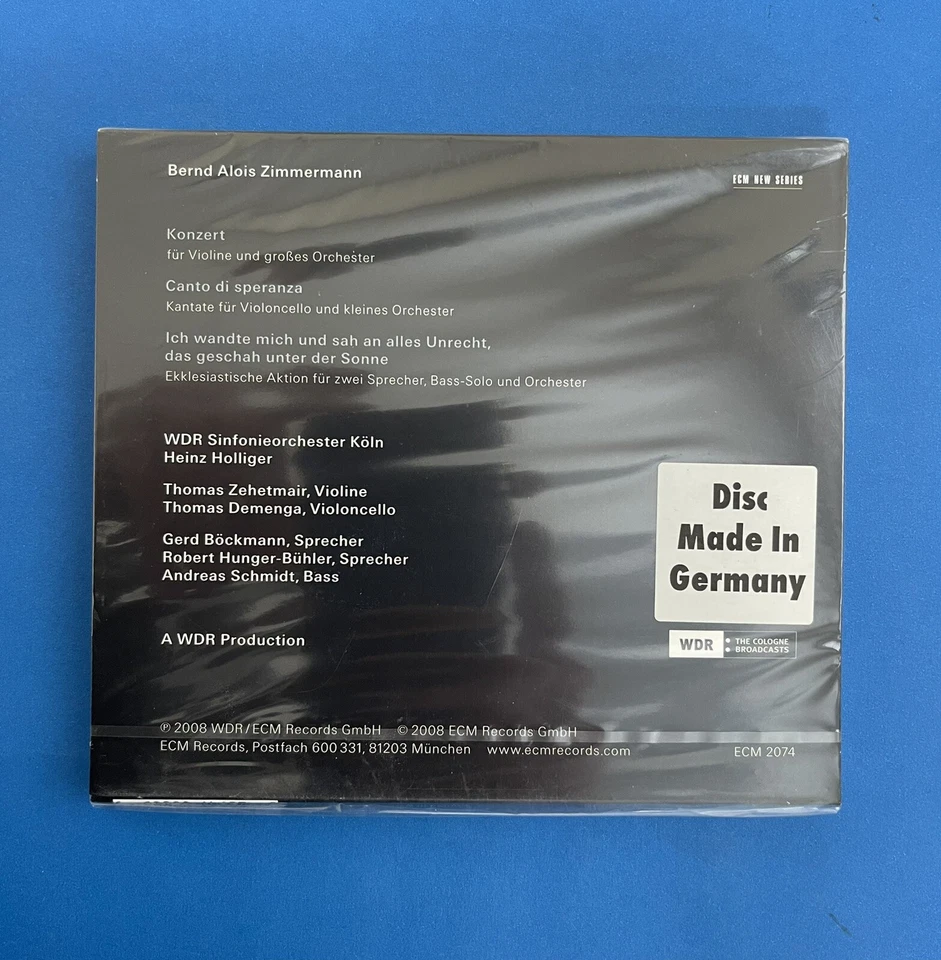 Bernd Alois Zimmermann: Canto di speranza (CD, Dec-2008, ECM) Brand New & Sealed Foto 2 de 3