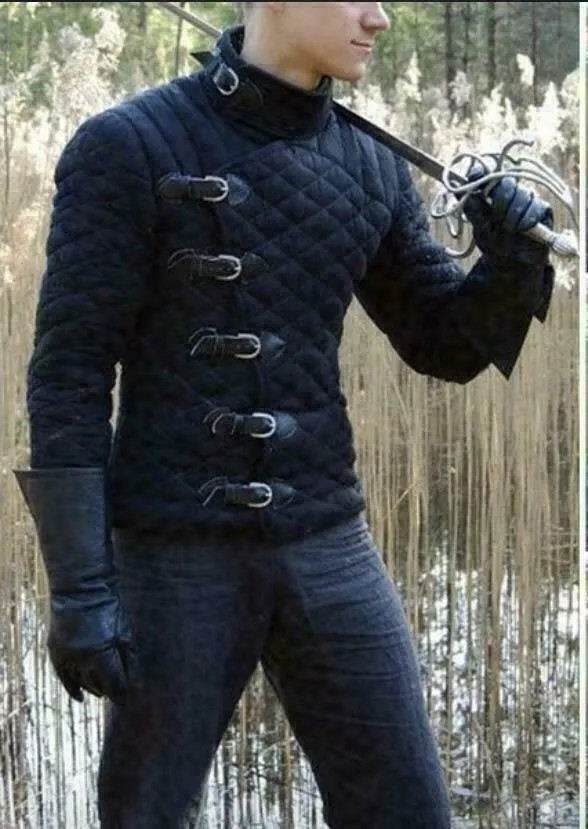 Nuevo traje medieval grueso acolchado Viking Gambeson, chaqueta FS