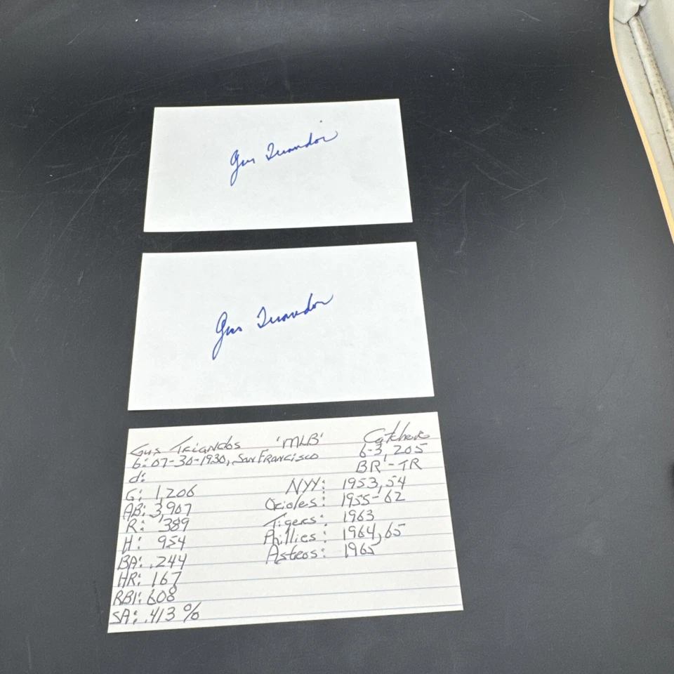 Gus Triandos Signed 3x5 Index Card Autograph Baseball MLB Baltimore Orioles - Image 3 of 3