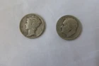 1945 P Sliver mercury dime & 1946 Roosevelt dime