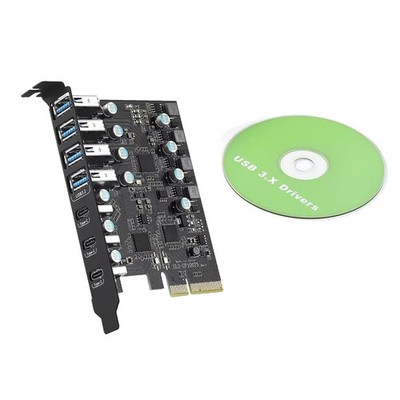 PCIe to Expansion Card 20 Gbps Bandwidth 7 Ports( 4*USB-A 3*USB-C)  For Mac