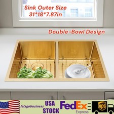 Kitchen Sinks Double Sink Bowl Sink W/ Drainers  Sink Bottom Grids  Lid